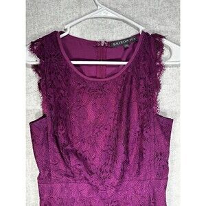 Brixon Ivy Womens Dress Sz S Magenta Purple Short Sleeve Floral Lace Knee Length